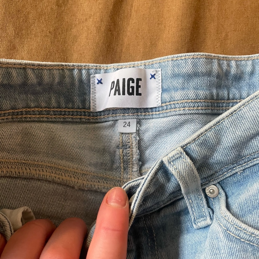 PAIGE Light Wash Cropped Straight Leg Jeans - Picture 3 of 3